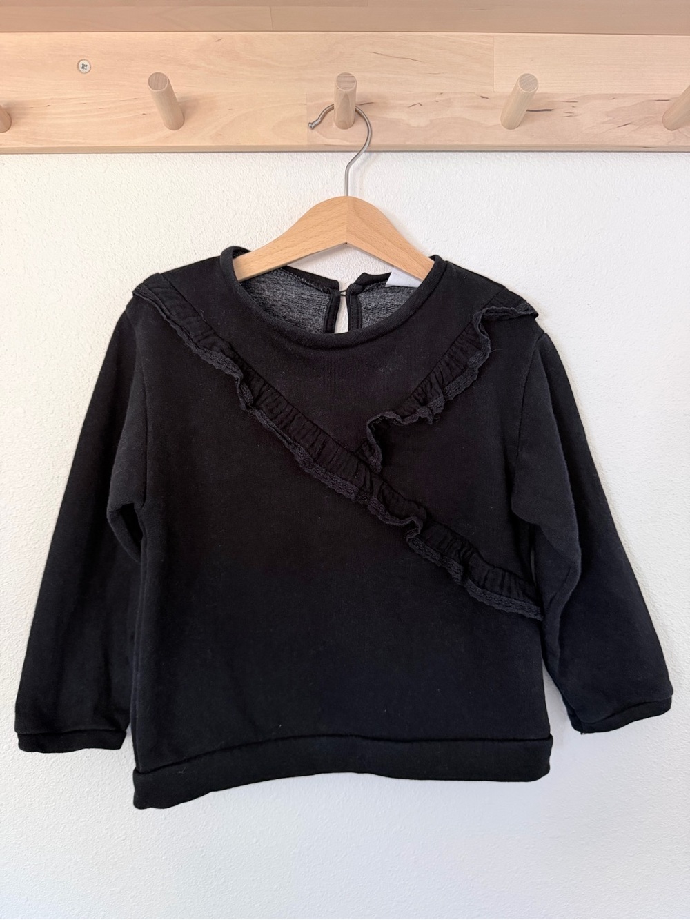 Zara Toddler Girl Black Ruffle Detail Sweatshirt